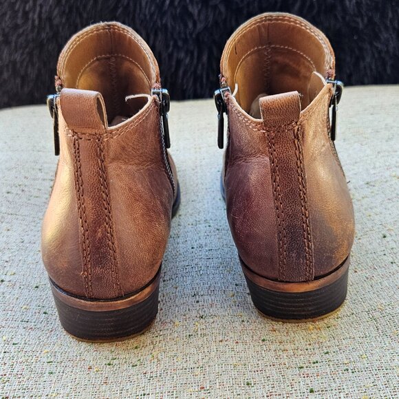 Lucky Brand Basel Bootie Toffee Brown Double zippers chunky block heel Size 6.5M - Picture 6 of 12